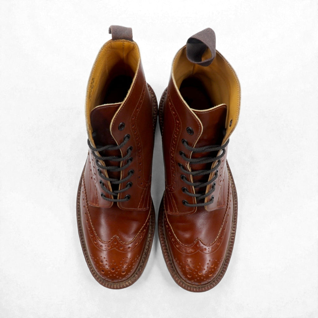 Tricker's 英国製 モールトン MALTON カントリーブーツ フルブローグ レースアップブーツ 27.5cm イギリス製 M2508