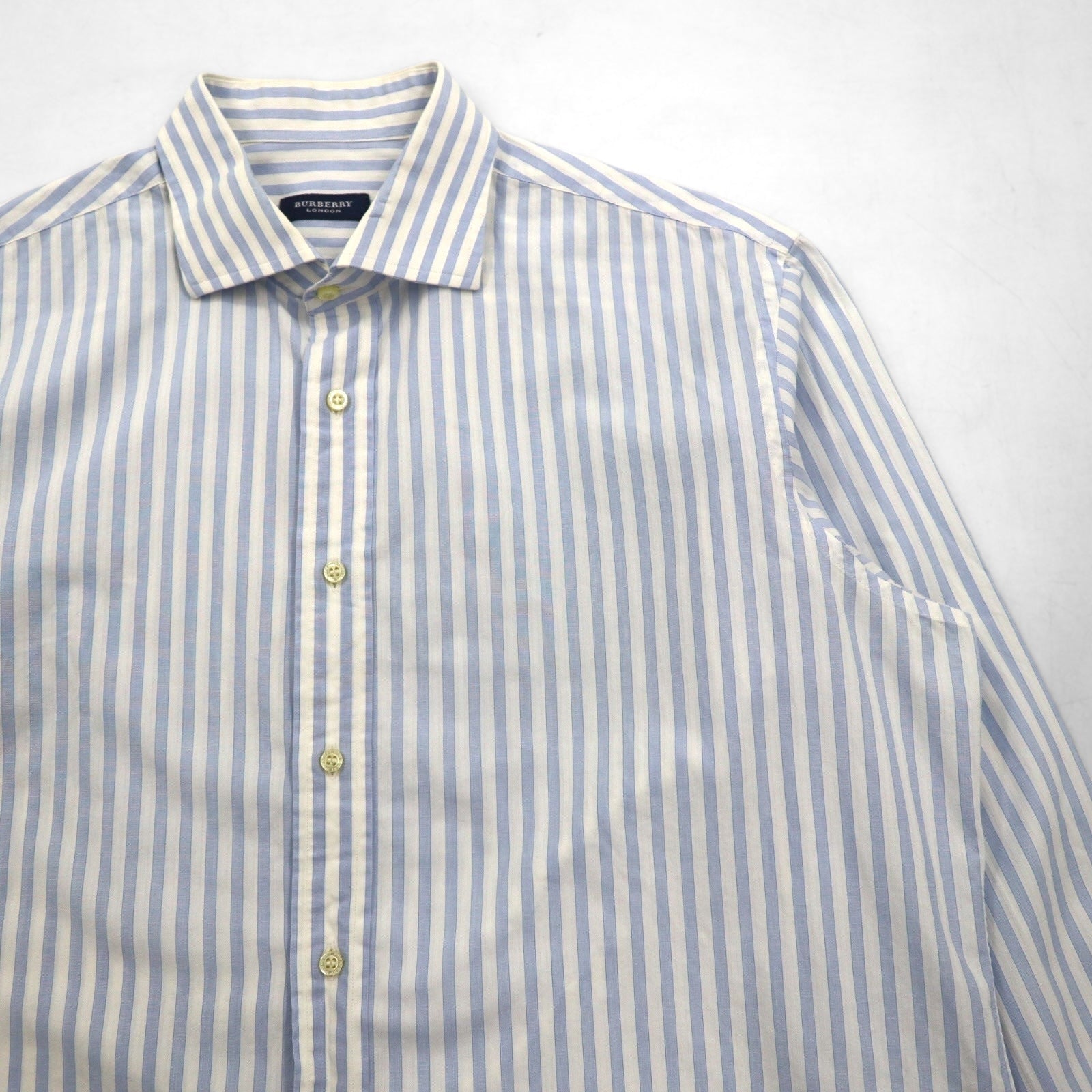 Camicia elegante BURBERRY a righe a colletto ampio XL, blu, bianca, in cotone