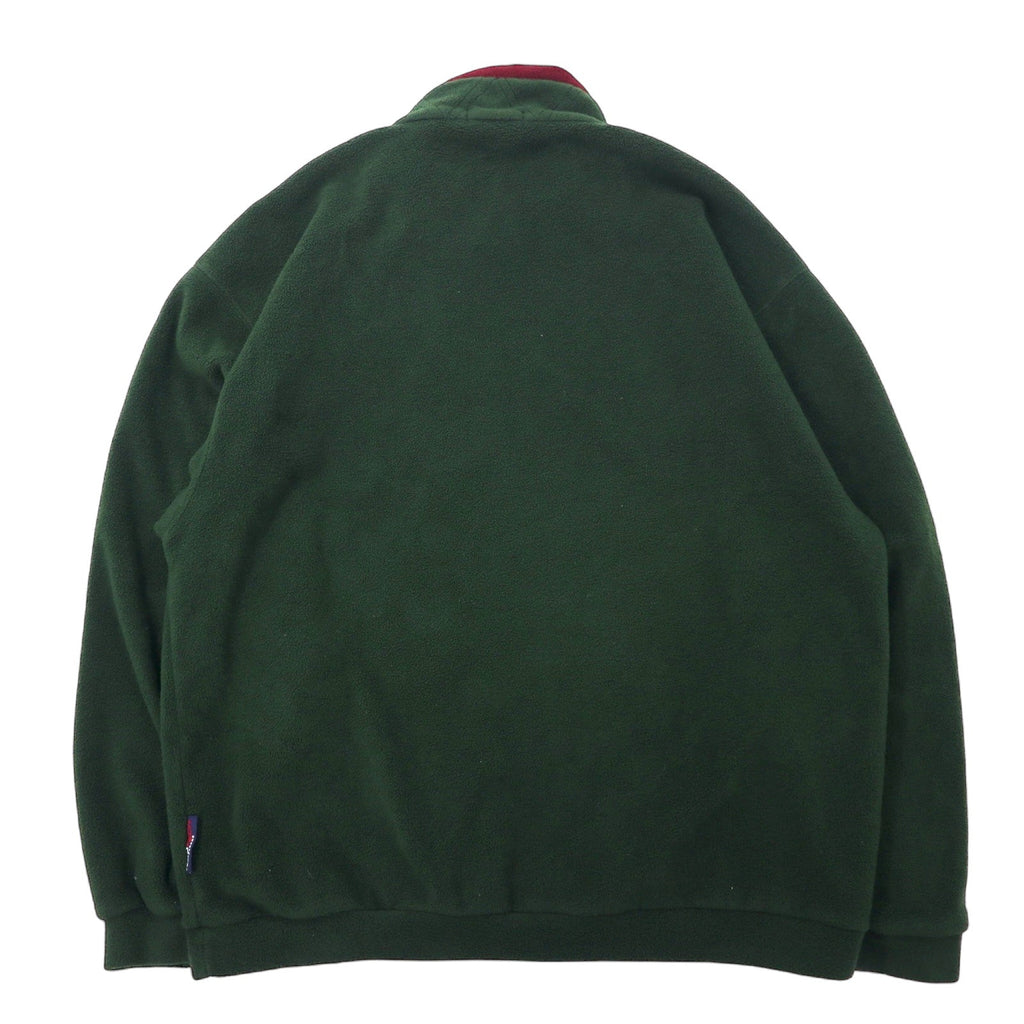 nautica Anni '90 Giacca in pile mezza zip XL Verde Poliestere Logo ricamato