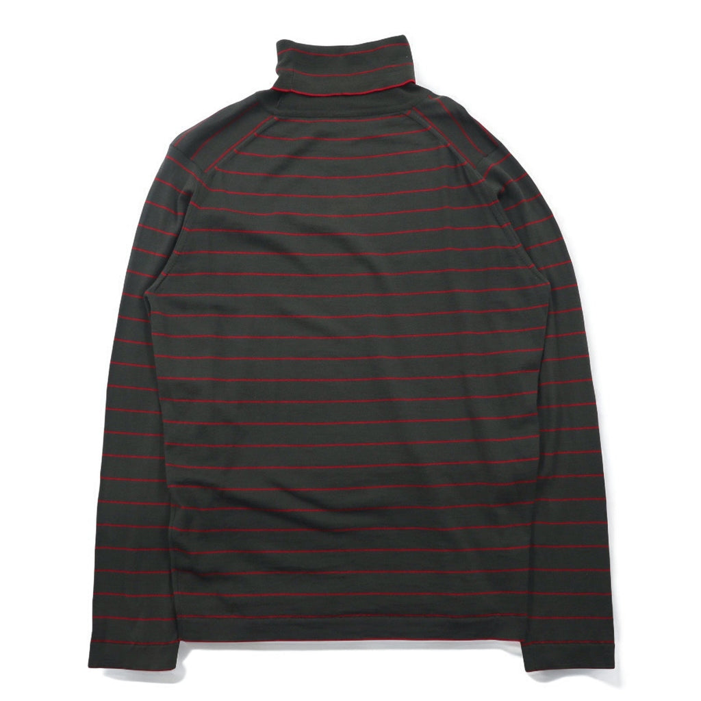 JOHN SMEDLEY Maglione collo alto in lana merino a righe, taglia M, kaki, made in Inghilterra