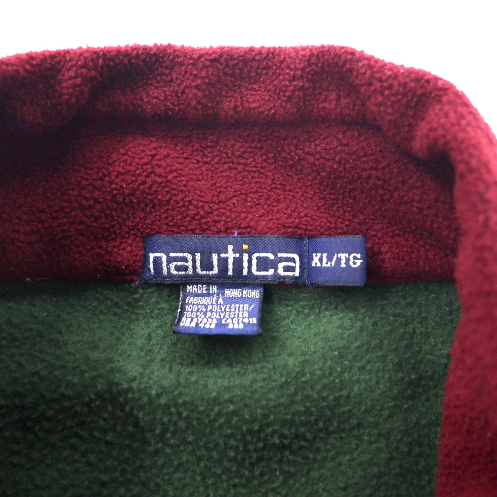 nautica Anni '90 Giacca in pile mezza zip XL Verde Poliestere Logo ricamato