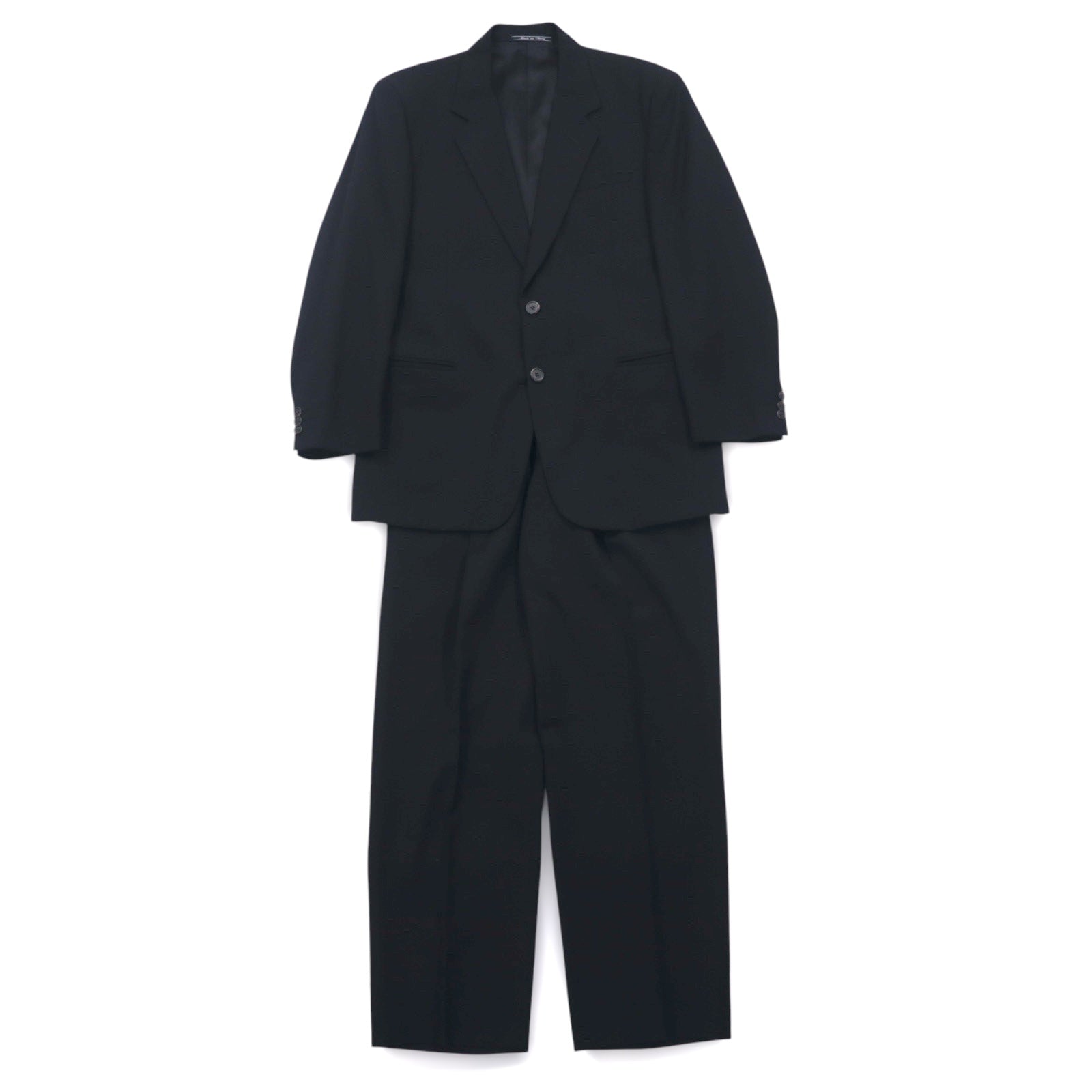 FENDI Completo da uomo 2 pezzi, giacca 2 bottoni e pantaloni, Made in Italy, taglia M, nero, lana vergine, pantaloni a gamba larga con pinces