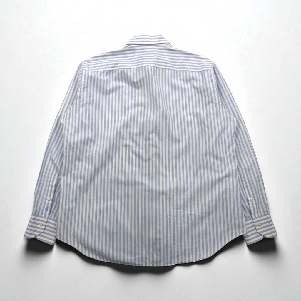 Camicia elegante BURBERRY a righe a colletto ampio XL, blu, bianca, in cotone