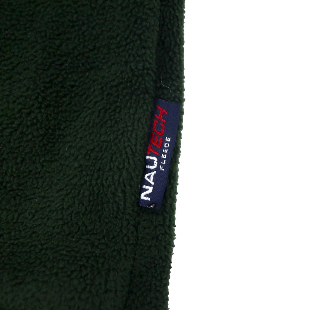 nautica Anni '90 Giacca in pile mezza zip XL Verde Poliestere Logo ricamato