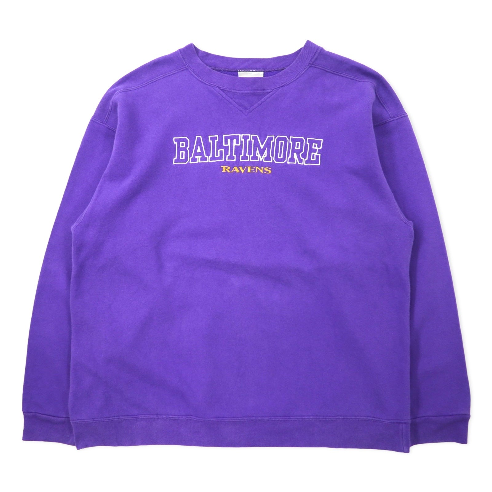 reebok Canadese anni '90 NFL BALTIMORE RAVENS Ricamato Felpa XL Viola Cotone Scollo a V