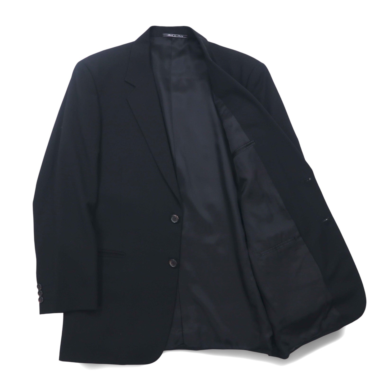 FENDI Completo da uomo 2 pezzi, giacca 2 bottoni e pantaloni, Made in Italy, taglia M, nero, lana vergine, pantaloni a gamba larga con pinces