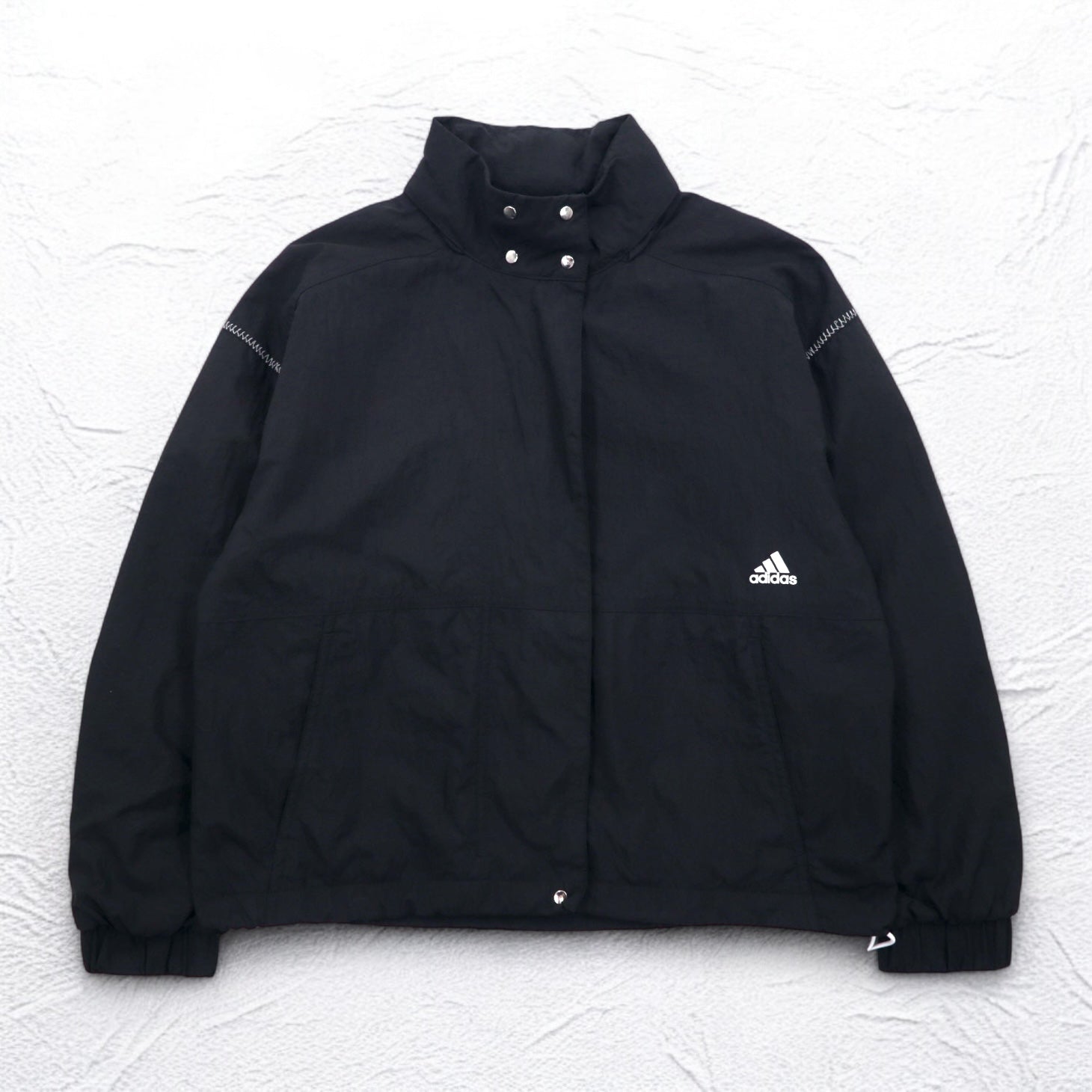 adidas Track Jacket in Nylon, Black, Size S, Drawstring, W S2S, Three Stripes, ED1529