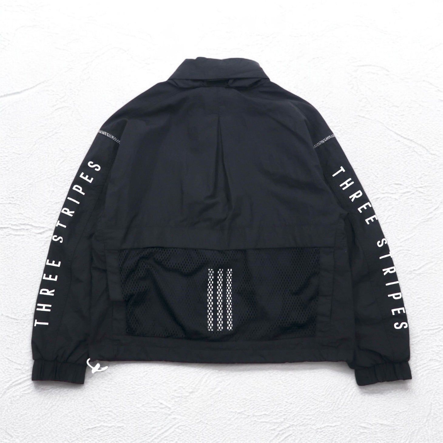 adidas Track Jacket in Nylon, Black, Size S, Drawstring, W S2S, Three Stripes, ED1529