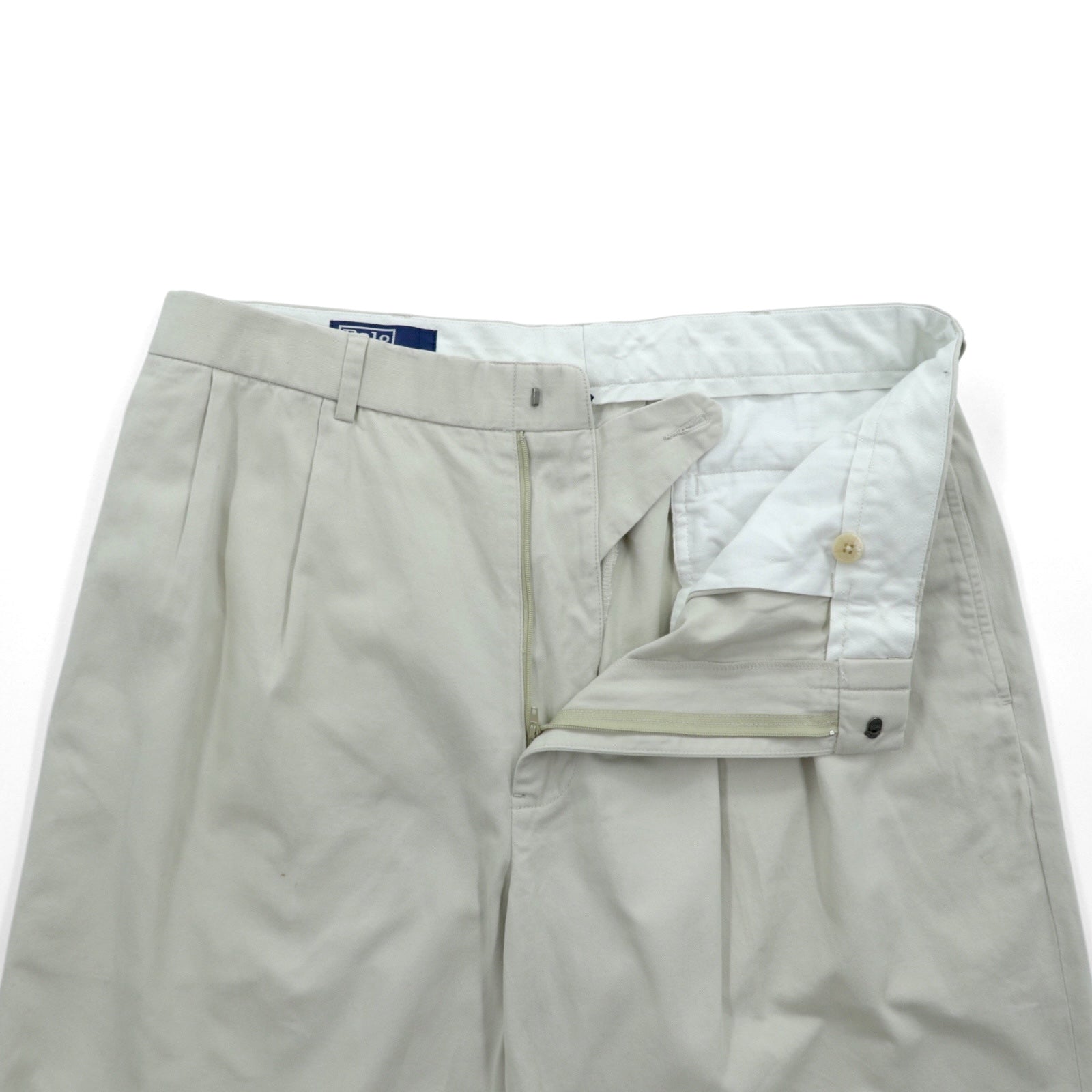Polo Ralph Lauren 90年代 ポロチノ 2タック ワイド チノパンツ スラックス L ベージュ コットン