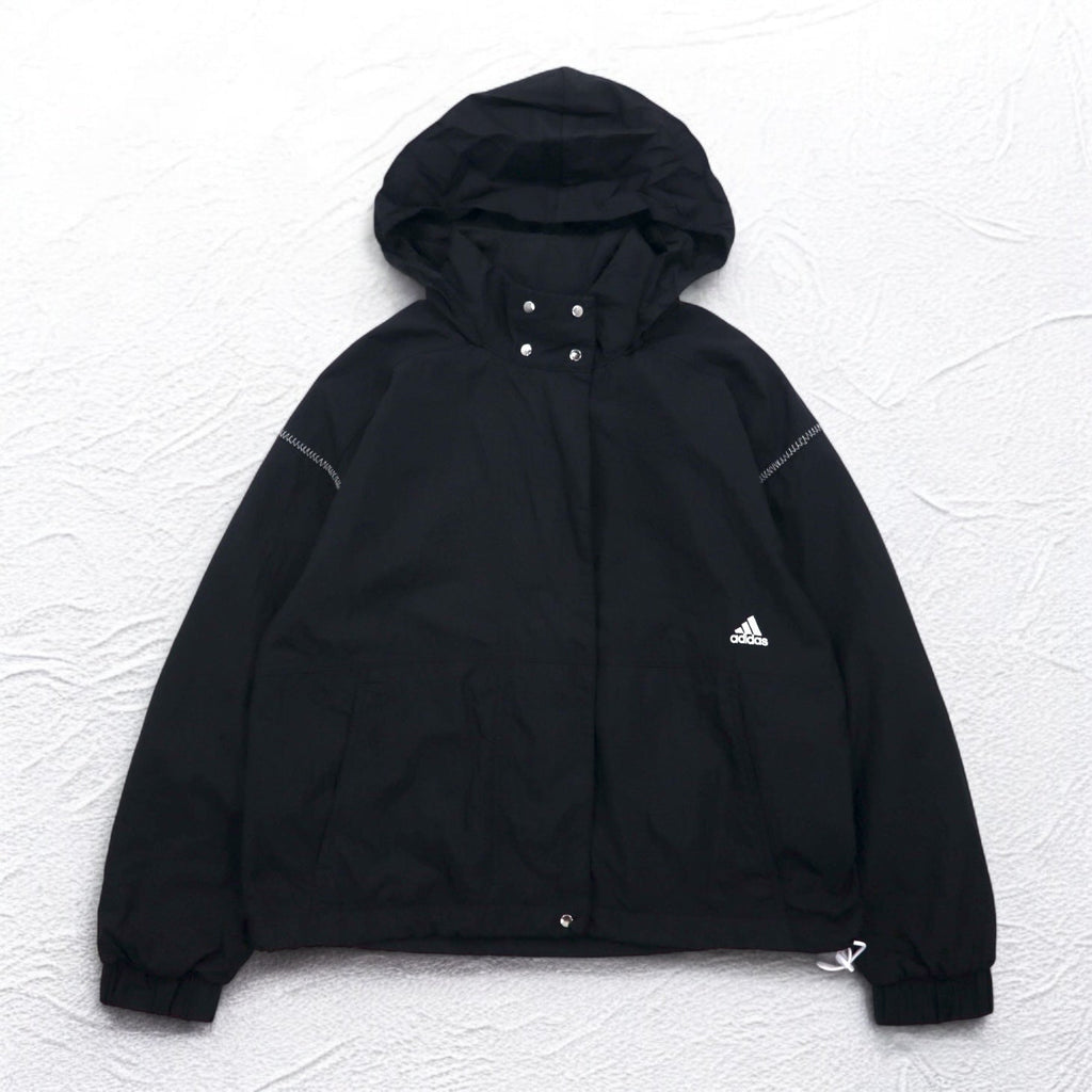 adidas ナイロン トラックジャケット ジャージ S ブラック ドローコード W S2S スリーストライプ ED1529