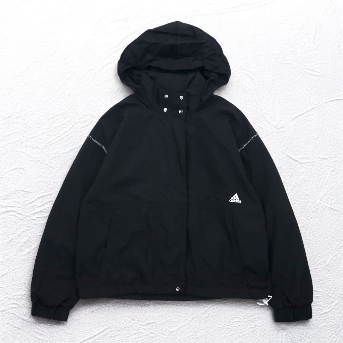 adidas Track Jacket in Nylon, Black, Size S, Drawstring, W S2S, Three Stripes, ED1529