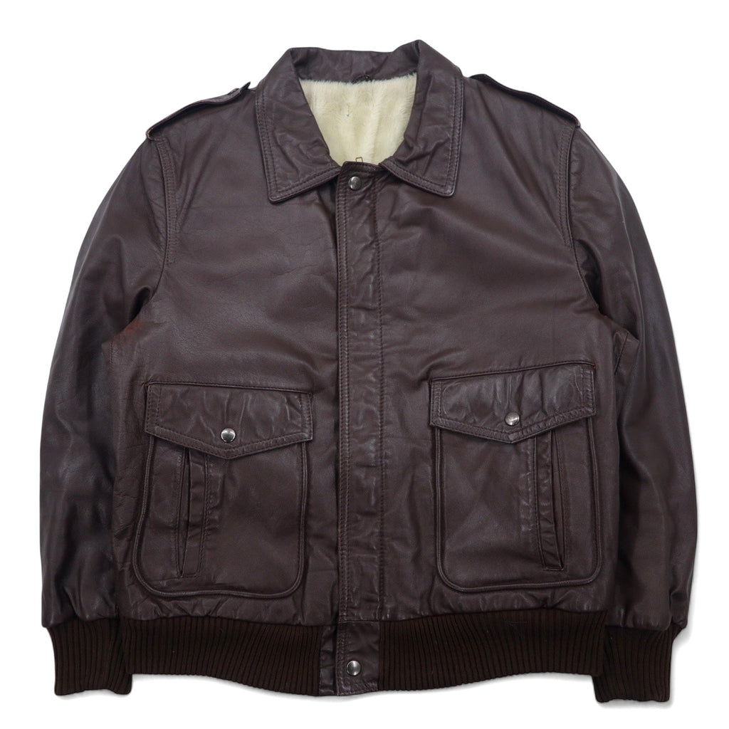 Giacca da volo vintage in pelle anni '90, giacca da volo A-2, giacca in pelle, L, marrone, pelle bovina, nappa di vacchetta, fodera in pile