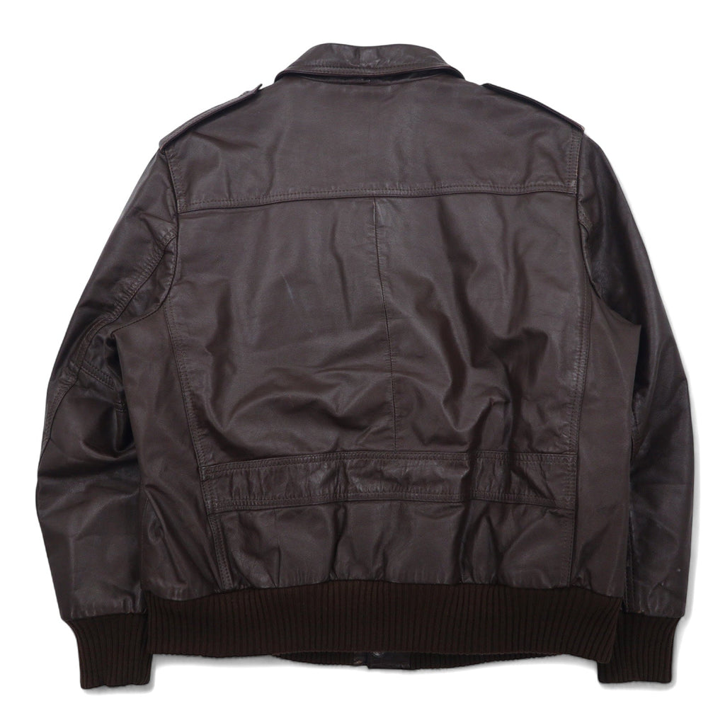 Giacca da volo vintage in pelle anni '90, giacca da volo A-2, giacca in pelle, L, marrone, pelle bovina, nappa di vacchetta, fodera in pile