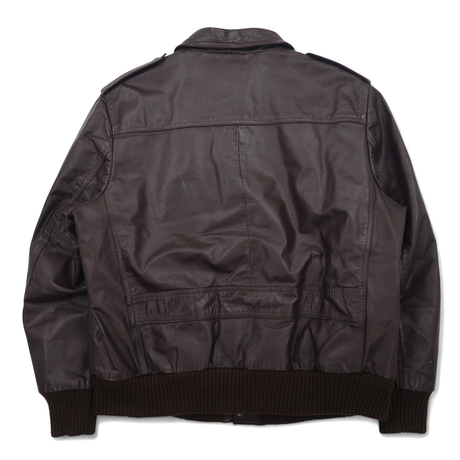 Giacca da volo vintage in pelle anni '90, giacca da volo A-2, giacca in pelle, L, marrone, pelle bovina, nappa di vacchetta, fodera in pile