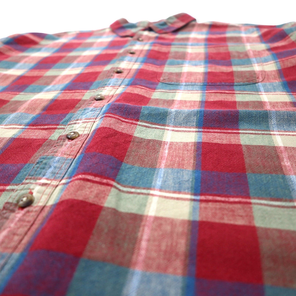 L.L.Bean anni '90 camicia a maniche corte button-down XXL rossa misto cotone-lino taglia grande Made in Jamaica