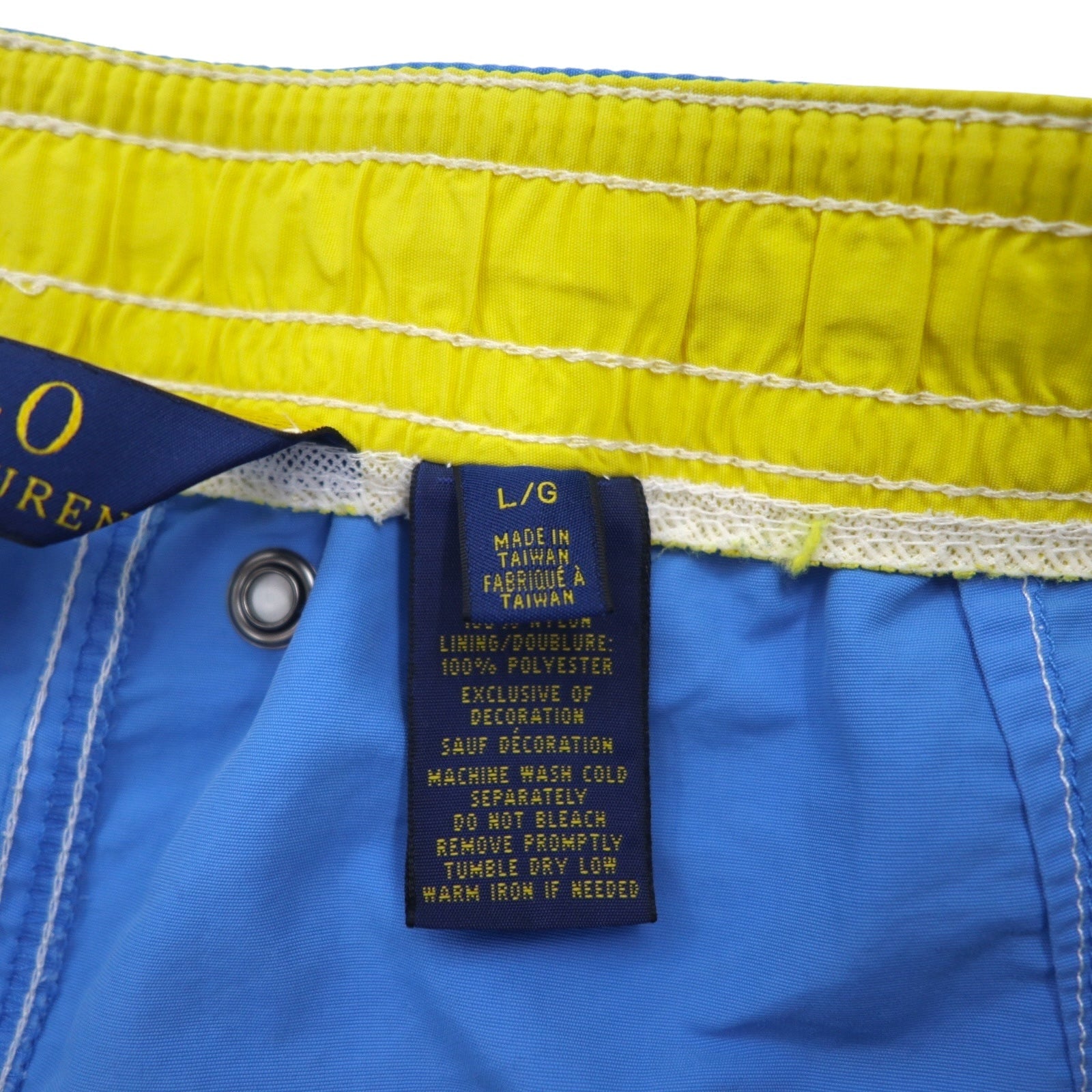 POLO RALPH LAUREN Pantaloncini da bagno anfibi, in nylon, taglia L, blu, con ricamo piccolo pony