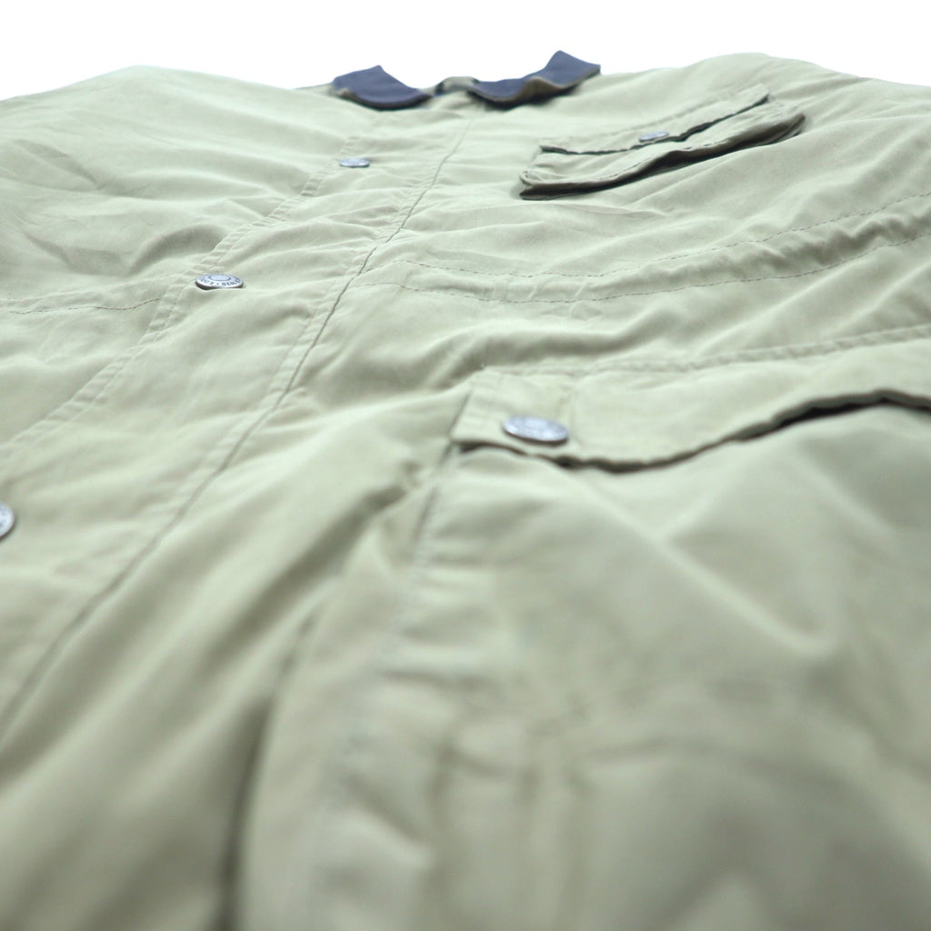 Eddie Bauer anni '90 giacca da caccia in tessuto "peach skin" XL beige, poliestere, collo in pelle, coulisse, fodera trapuntata