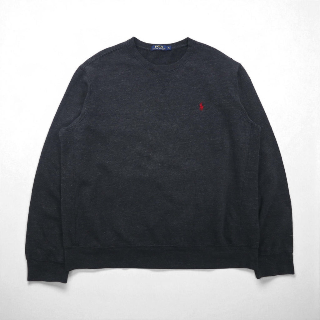 Polo Ralph Lauren 前V スウェット トレーナー XL グレー コットン スモールポニー刺繡