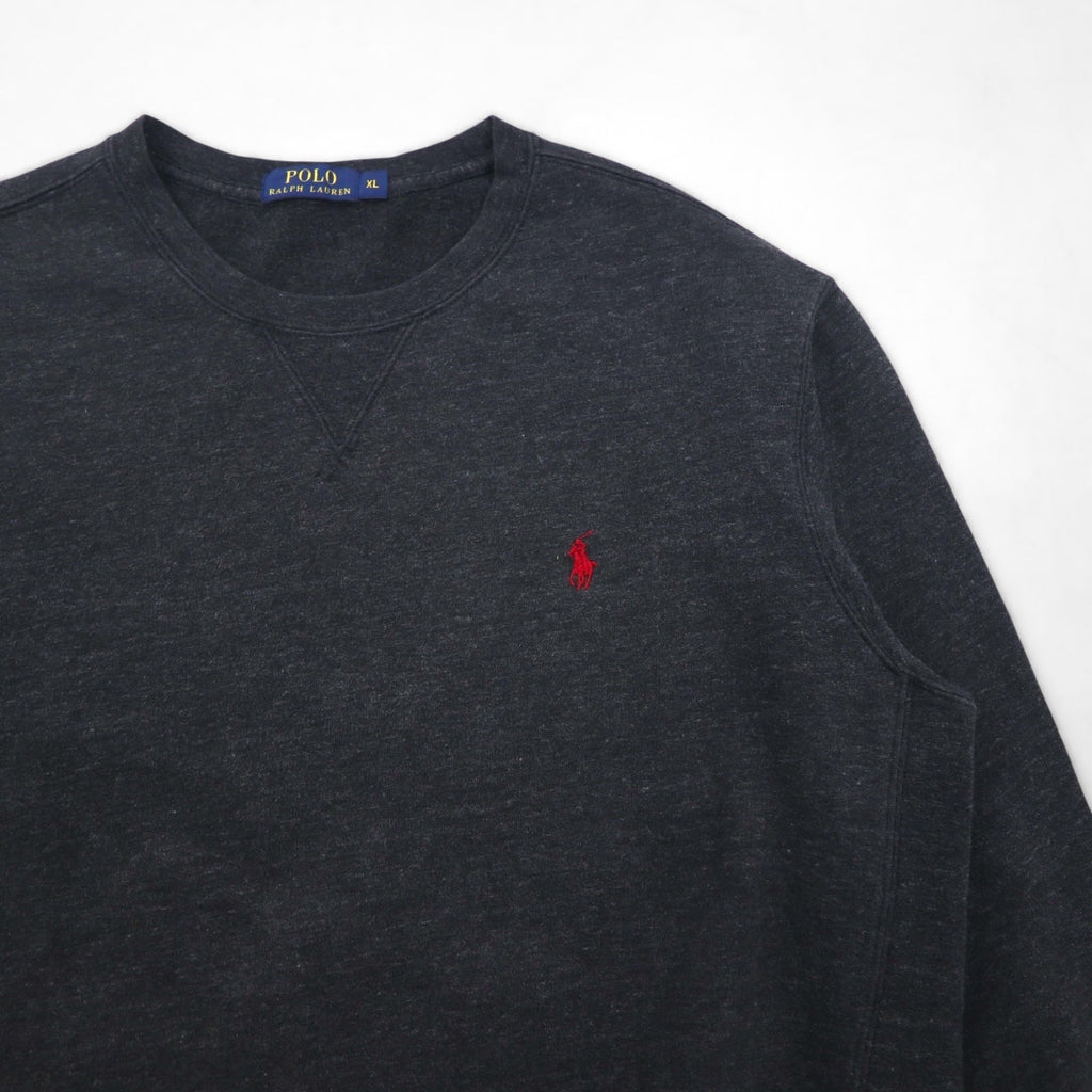 Polo Ralph Lauren 前V スウェット トレーナー XL グレー コットン スモールポニー刺繡