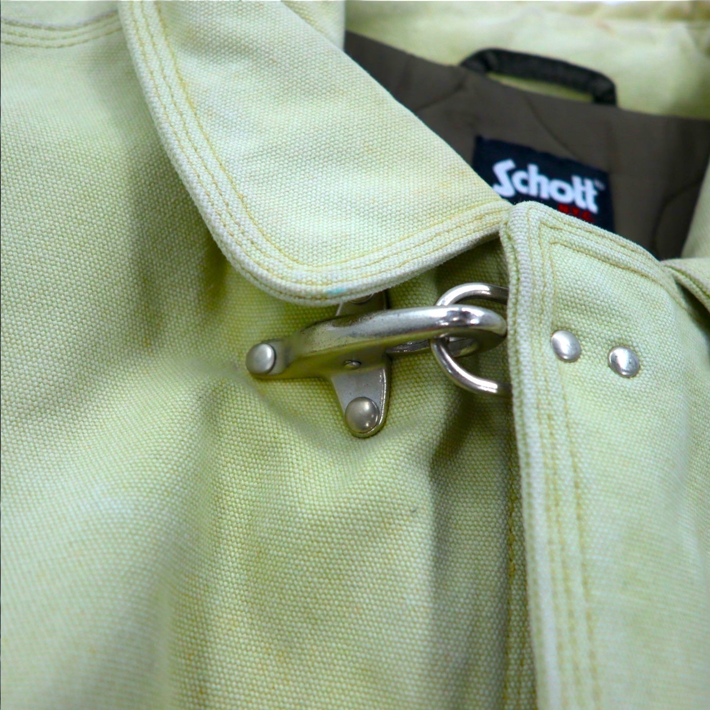 Schott Giacca da pompiere in tela di cotone, giacca da lavoro, overshirt, taglia XL, beige, imbottitura trapuntata