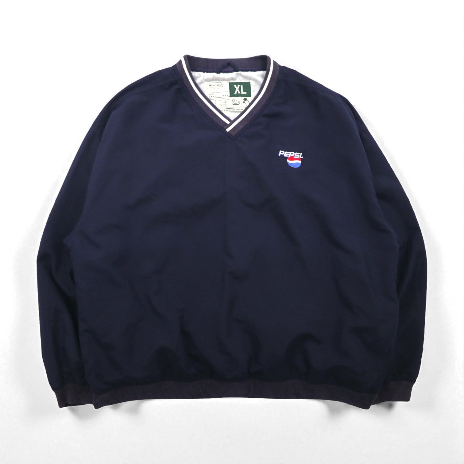 PEPSI 90年代 ピステ ナイロン プルオーバー ジャケット XL ネイビー 防水 ワンポイント刺繡 Wear Guard