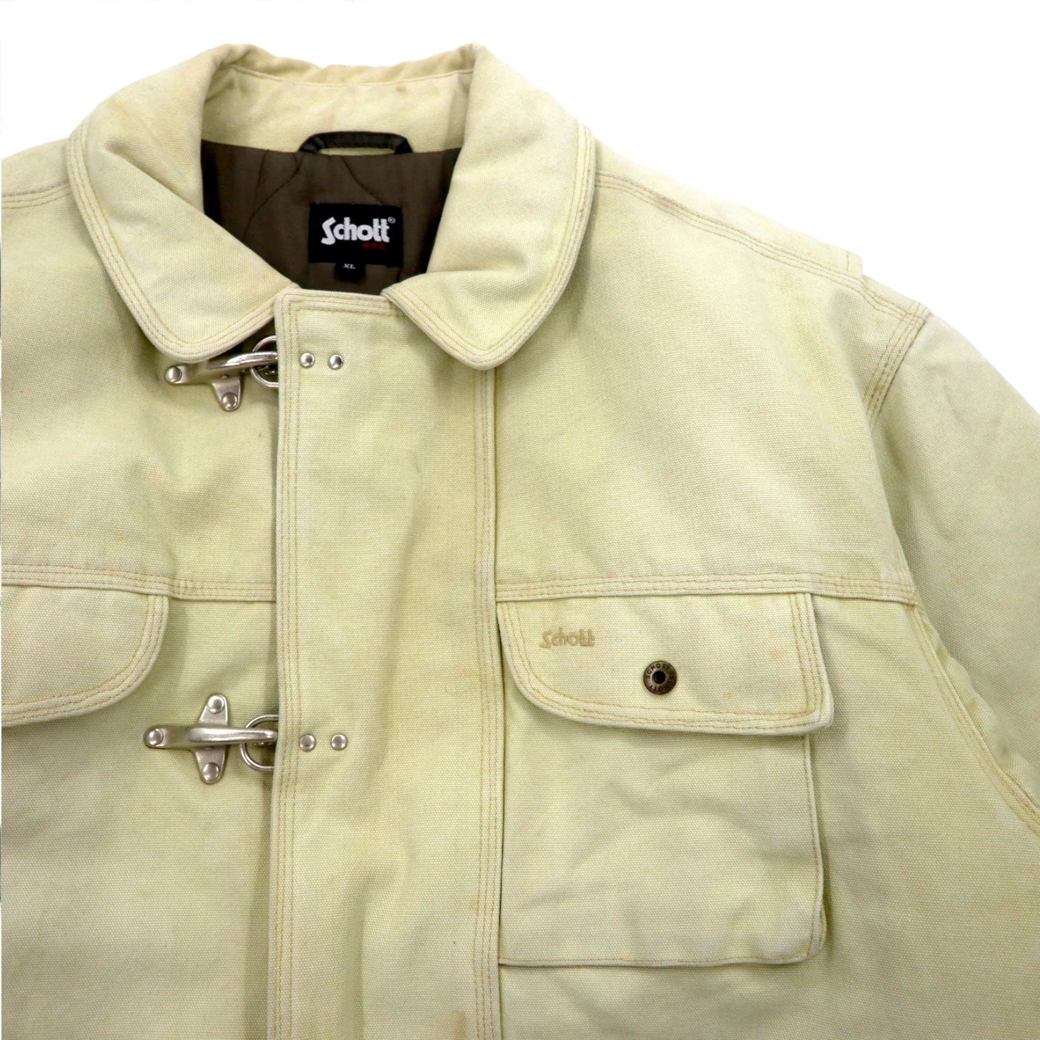 Schott Giacca da pompiere in tela di cotone, giacca da lavoro, overshirt, taglia XL, beige, imbottitura trapuntata