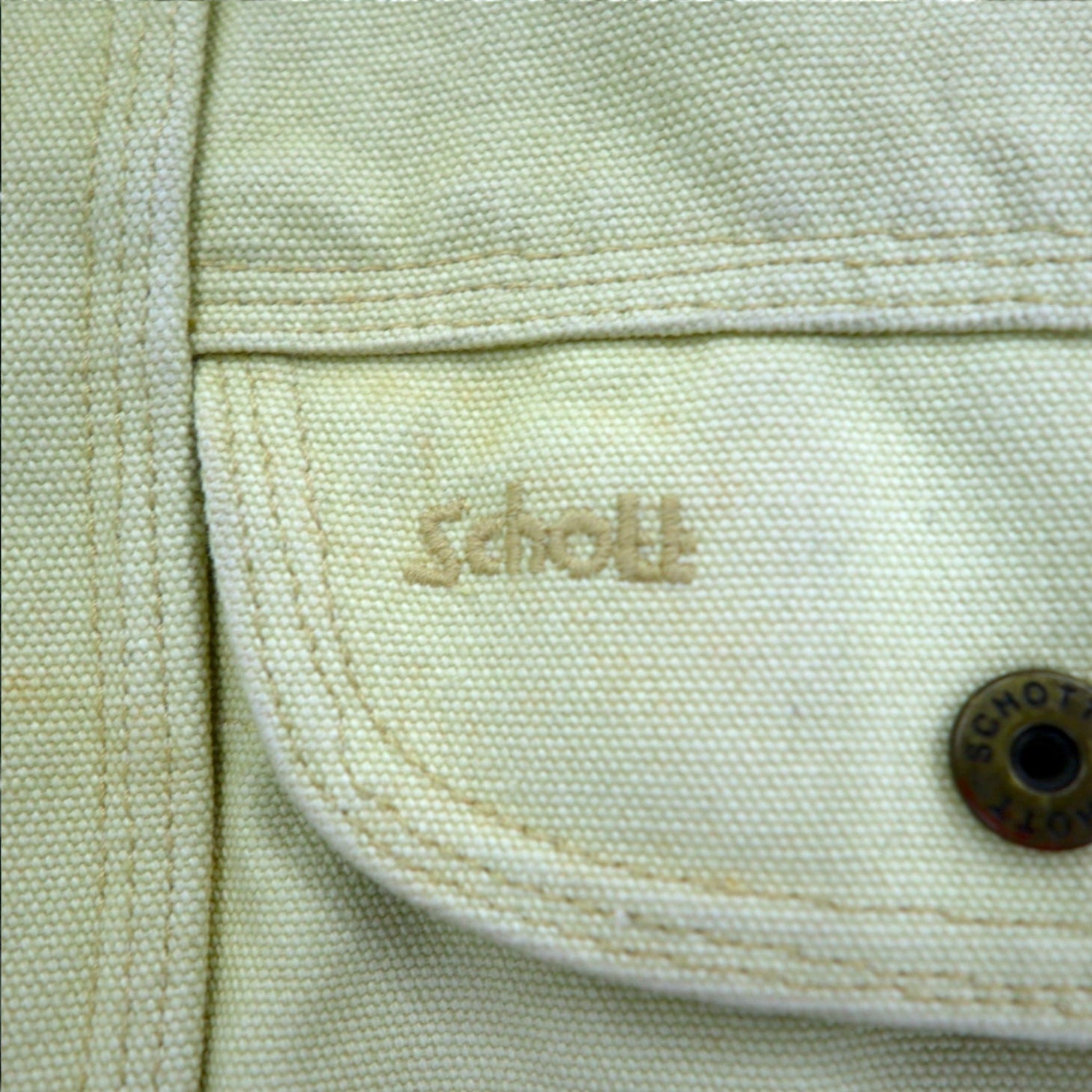 Schott Giacca da pompiere in tela di cotone, giacca da lavoro, overshirt, taglia XL, beige, imbottitura trapuntata