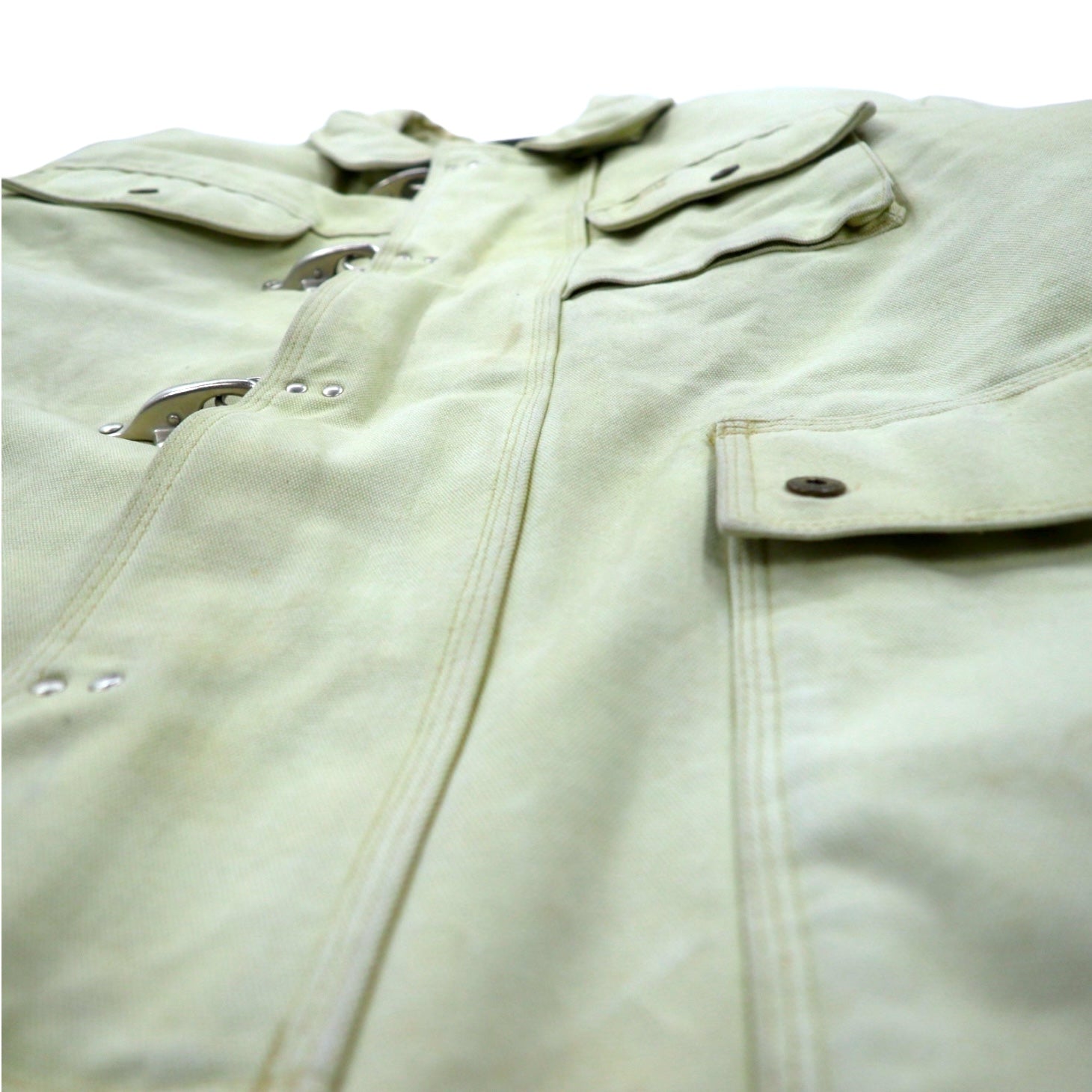 Schott Giacca da pompiere in tela di cotone, giacca da lavoro, overshirt, taglia XL, beige, imbottitura trapuntata