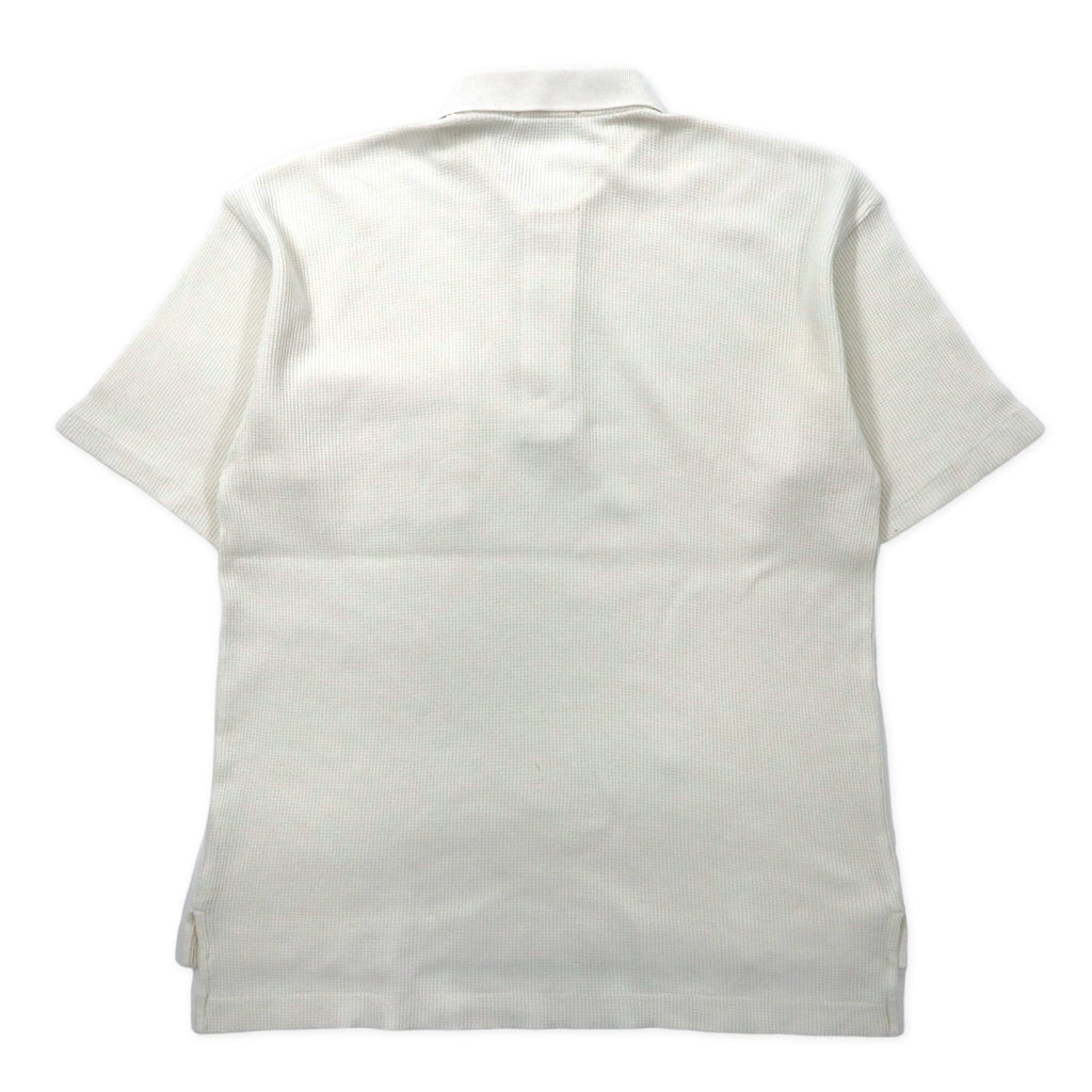 Polo Burberrys waffle M bianco cotone con logo a punto singolo vecchio fabbricazione giapponese