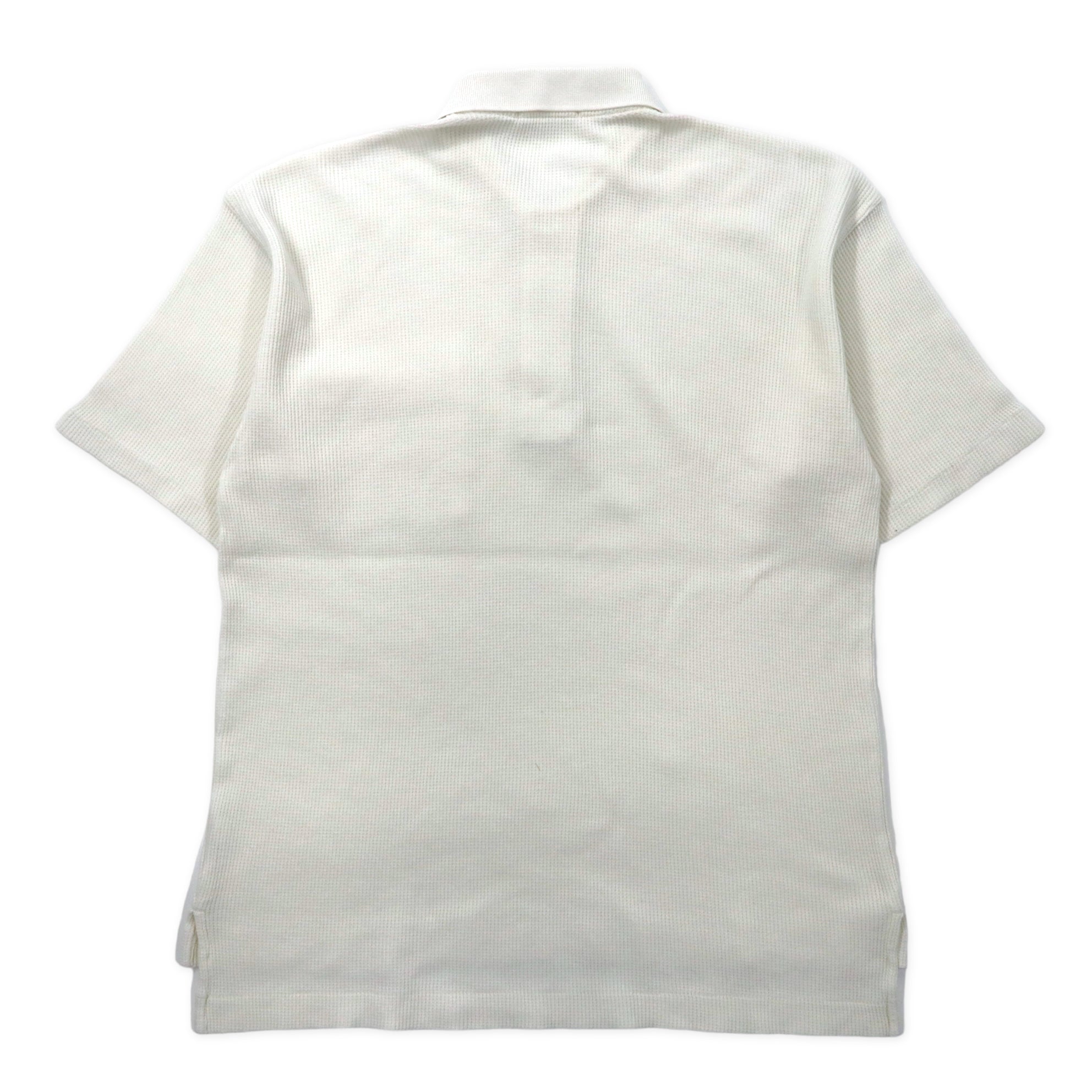 Polo Burberrys waffle M bianco cotone con logo a punto singolo vecchio fabbricazione giapponese