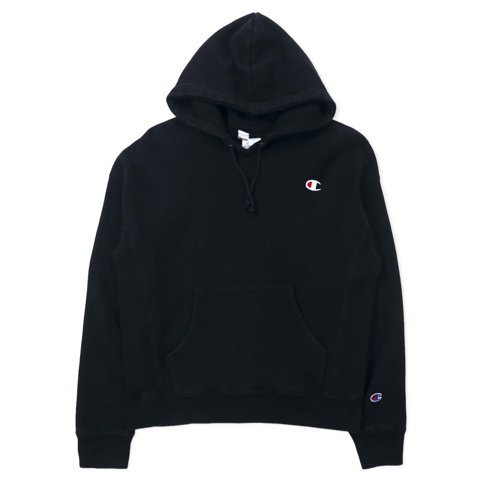 Felpa con cappuccio Champion Reverse Weave, pullover, taglia XL, colore nero, in cotone, interno felpato, con etichetta blu (replica), made in Honduras.