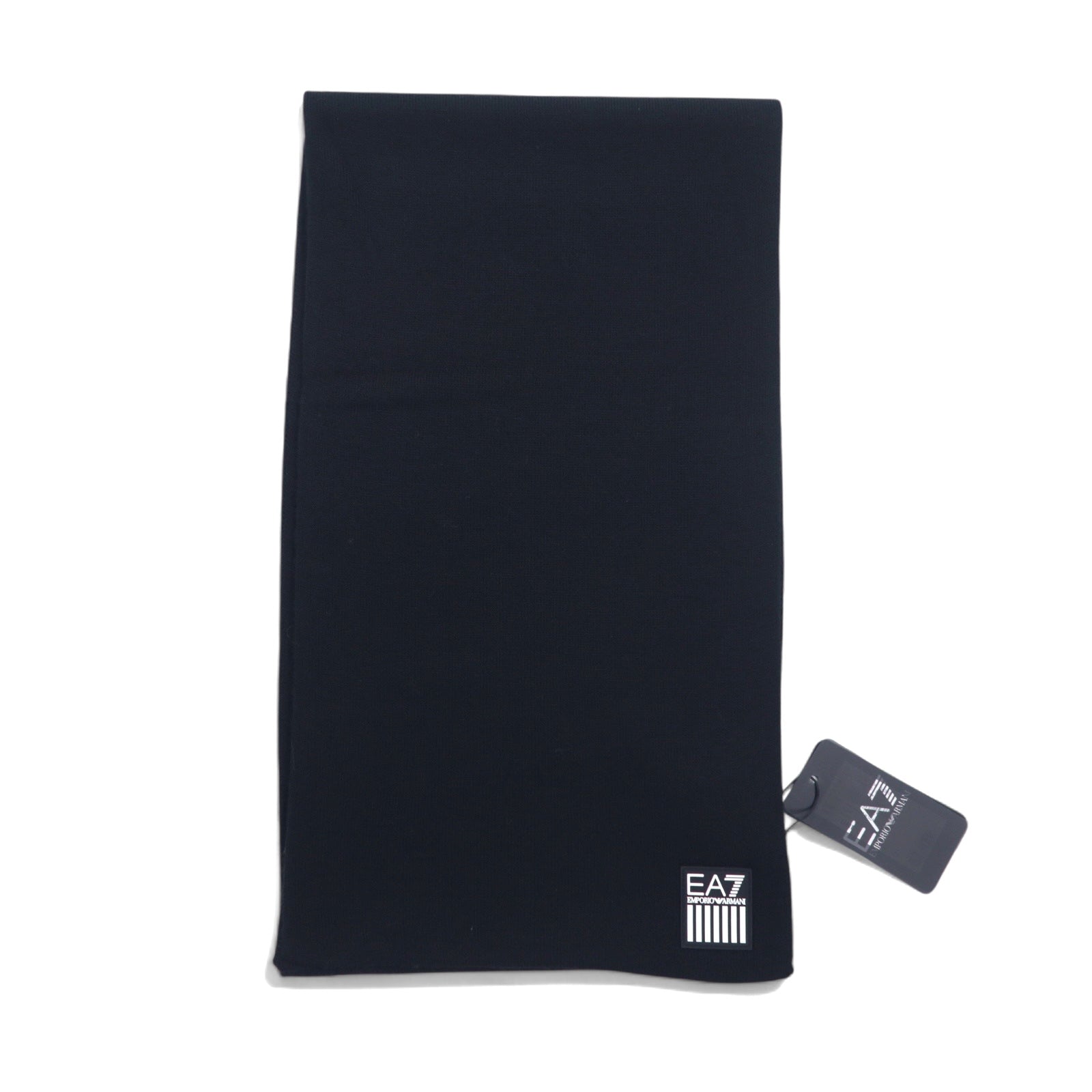 EMPORIO ARMANI Sciarpa con stampa logo nera in acrilico Made in Italy 275804 8A302 Nuova con etichette