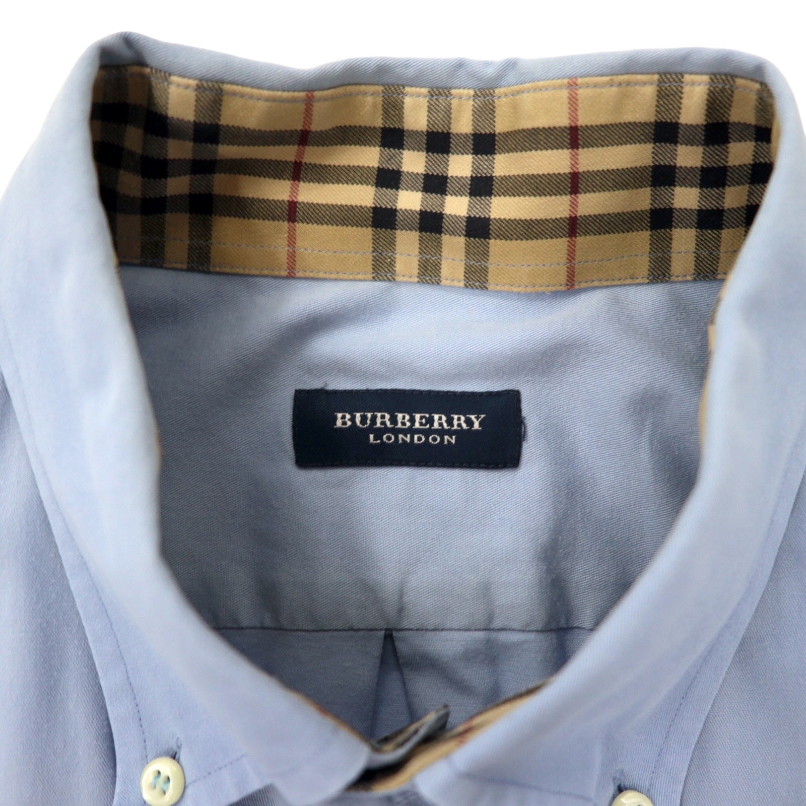 BURBERRY Camicia button-down XL in cotone blu con logo ricamato, made in Spagna