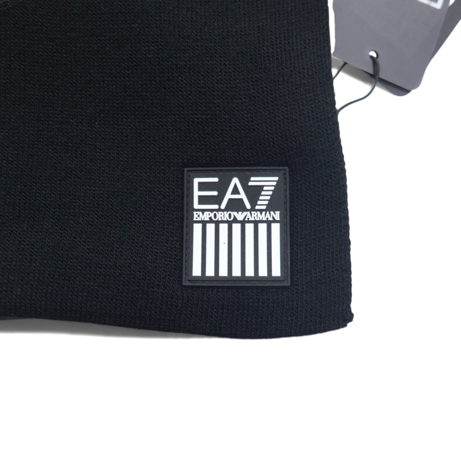 EMPORIO ARMANI Sciarpa con stampa logo nera in acrilico Made in Italy 275804 8A302 Nuova con etichette