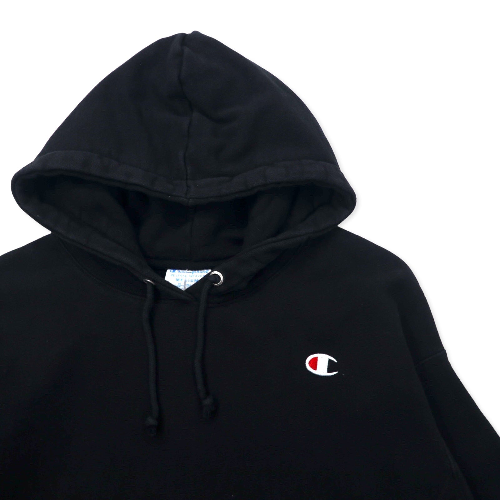 Felpa con cappuccio Champion Reverse Weave, pullover, taglia XL, colore nero, in cotone, interno felpato, con etichetta blu (replica), made in Honduras.