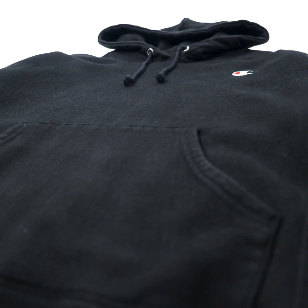 Felpa con cappuccio Champion Reverse Weave, pullover, taglia XL, colore nero, in cotone, interno felpato, con etichetta blu (replica), made in Honduras.