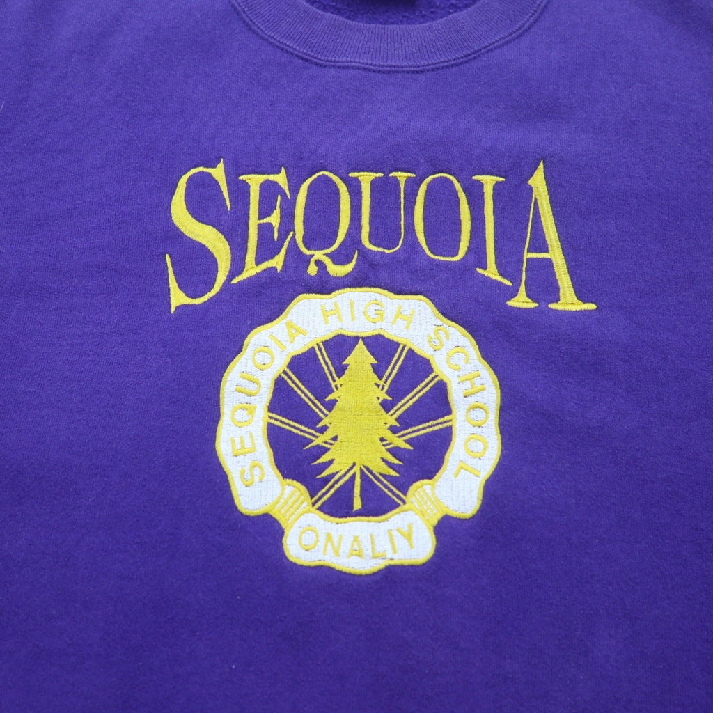 USA製 90年代 GENUS カレッジ 刺繍 スウェット XXL パープル コットン SEQUOIA HIGH SCHOOL