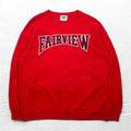 Lee Anni '90 USA Made Felpa stampata FAIRVIEW L Rossa Cotone Felpata Logo ad arco