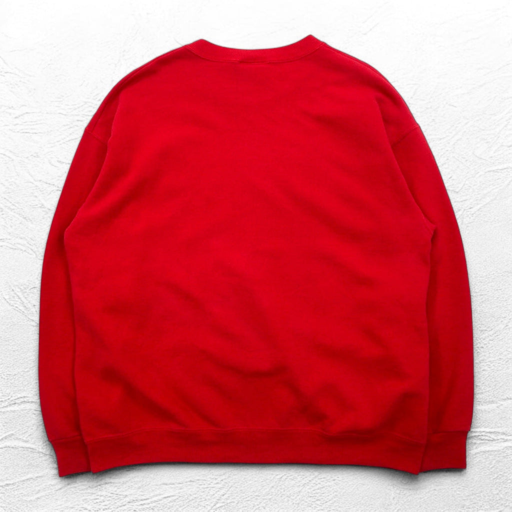 Lee Anni '90 USA Made Felpa stampata FAIRVIEW L Rossa Cotone Felpata Logo ad arco