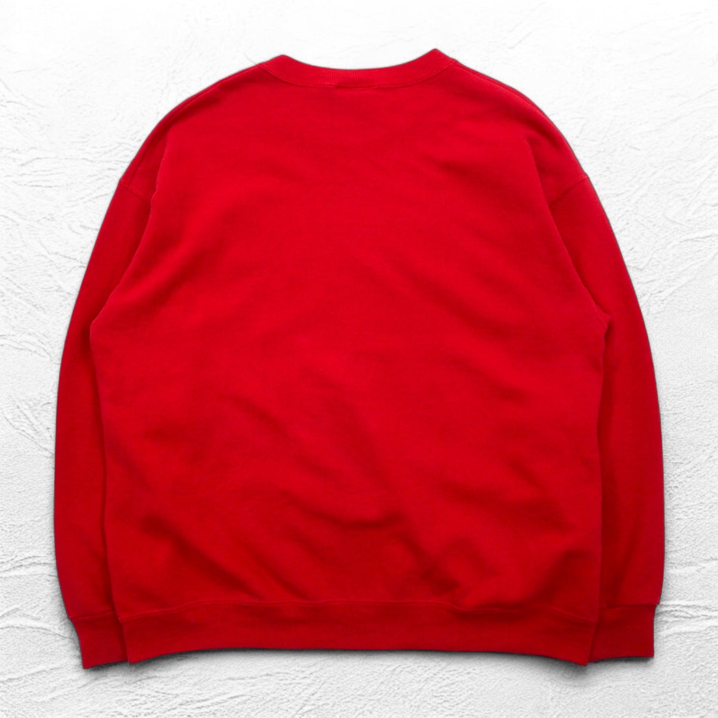 Lee Anni '90 USA Made Felpa stampata FAIRVIEW L Rossa Cotone Felpata Logo ad arco