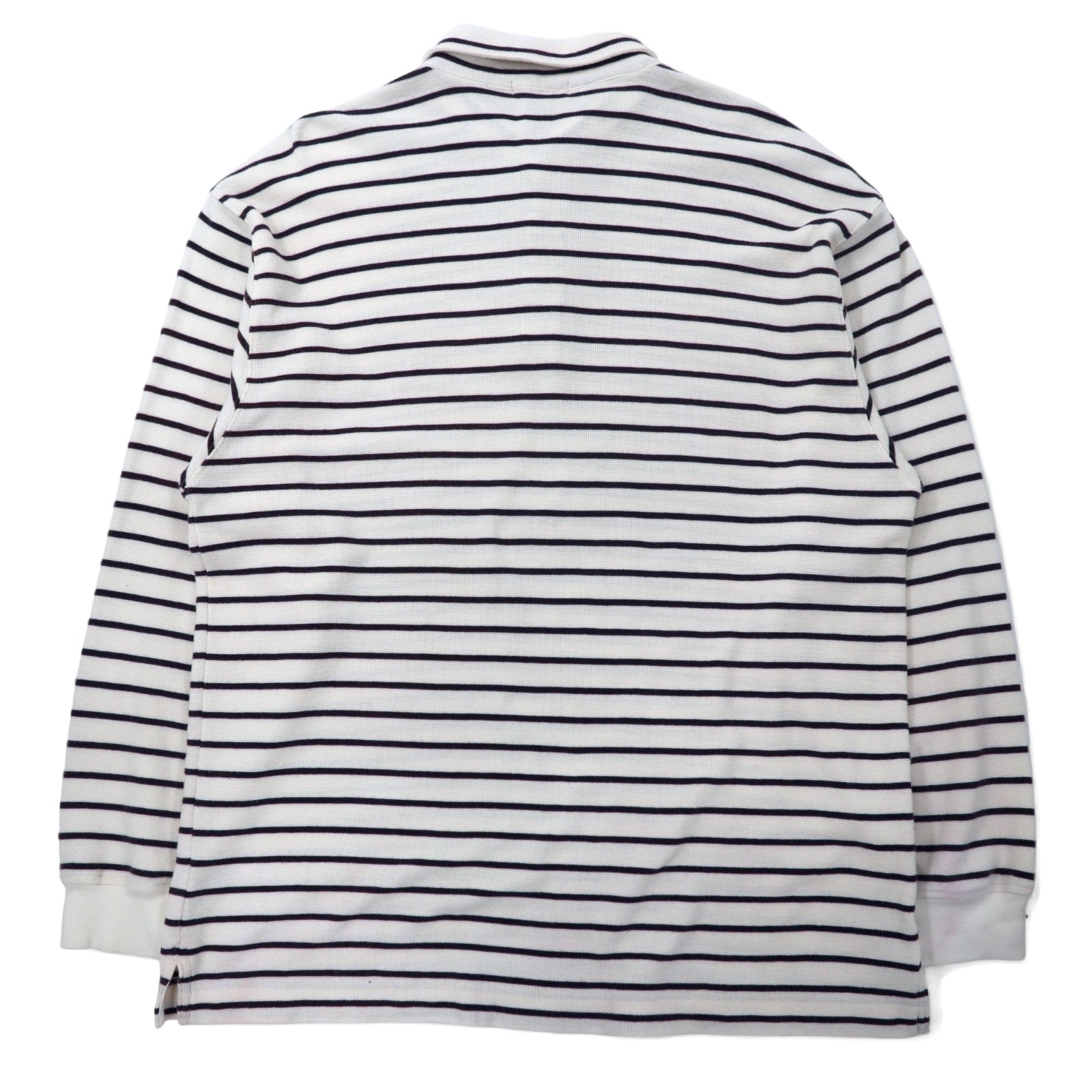 Nautica USA anni '90 polo a maniche lunghe XL bianca a righe in cotone con logo ricamato