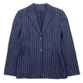 RALPH LAUREN Giacca sartoriale 2B in lana e nylon a righe, revers a punta, taglia S, colore blu navy, made in Japan