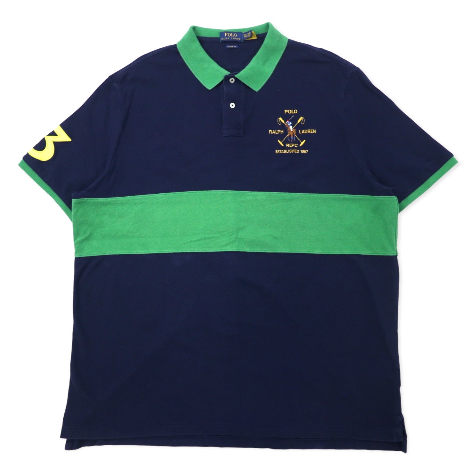 POLO RALPH LAUREN Polo numerata XXL blu marino cotone CLASSIC FIT piqué ricamo pony RLPC taglia grande