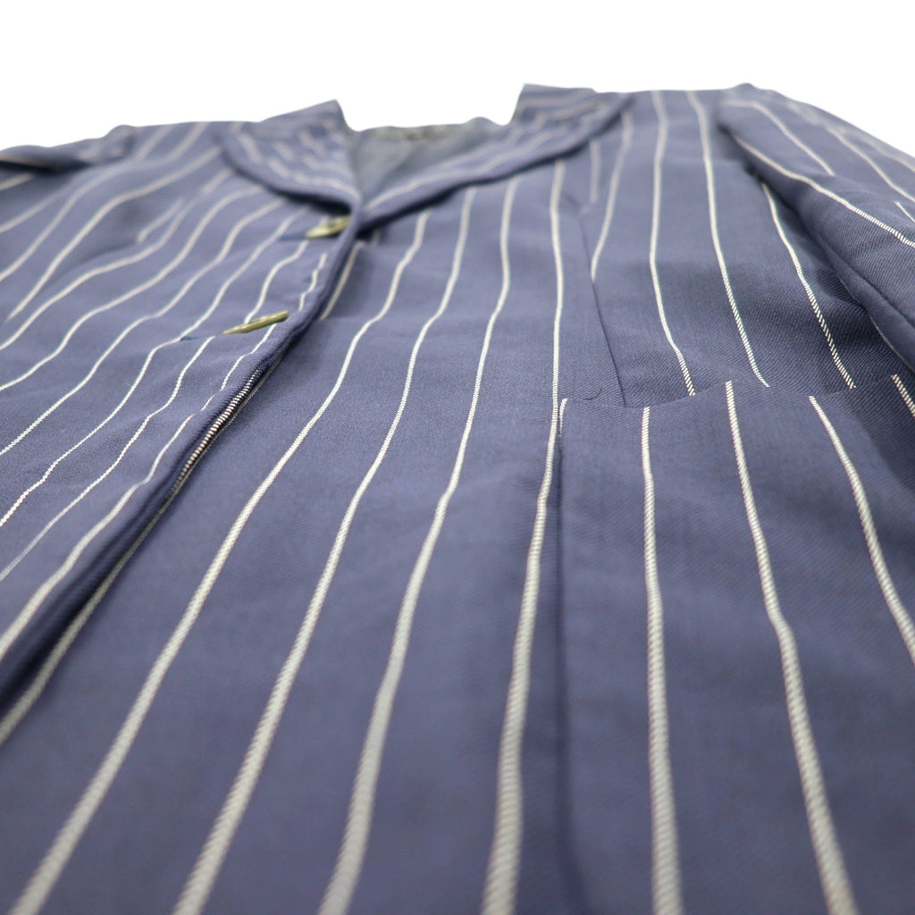 RALPH LAUREN Giacca sartoriale 2B in lana e nylon a righe, revers a punta, taglia S, colore blu navy, made in Japan