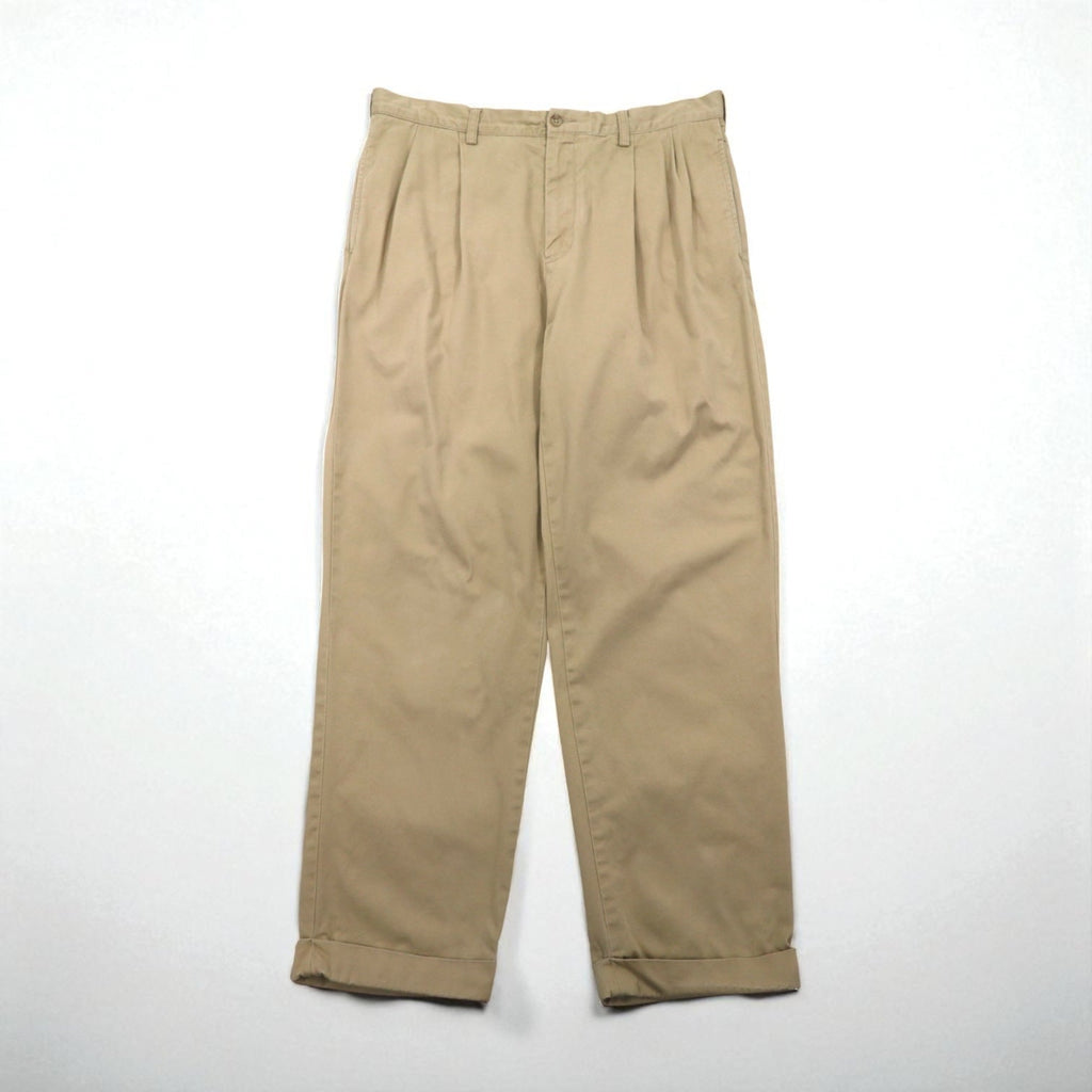 Polo Ralph Lauren 90年代 2タック ワイド チノパンツ L ベージュ コットン プリーツ