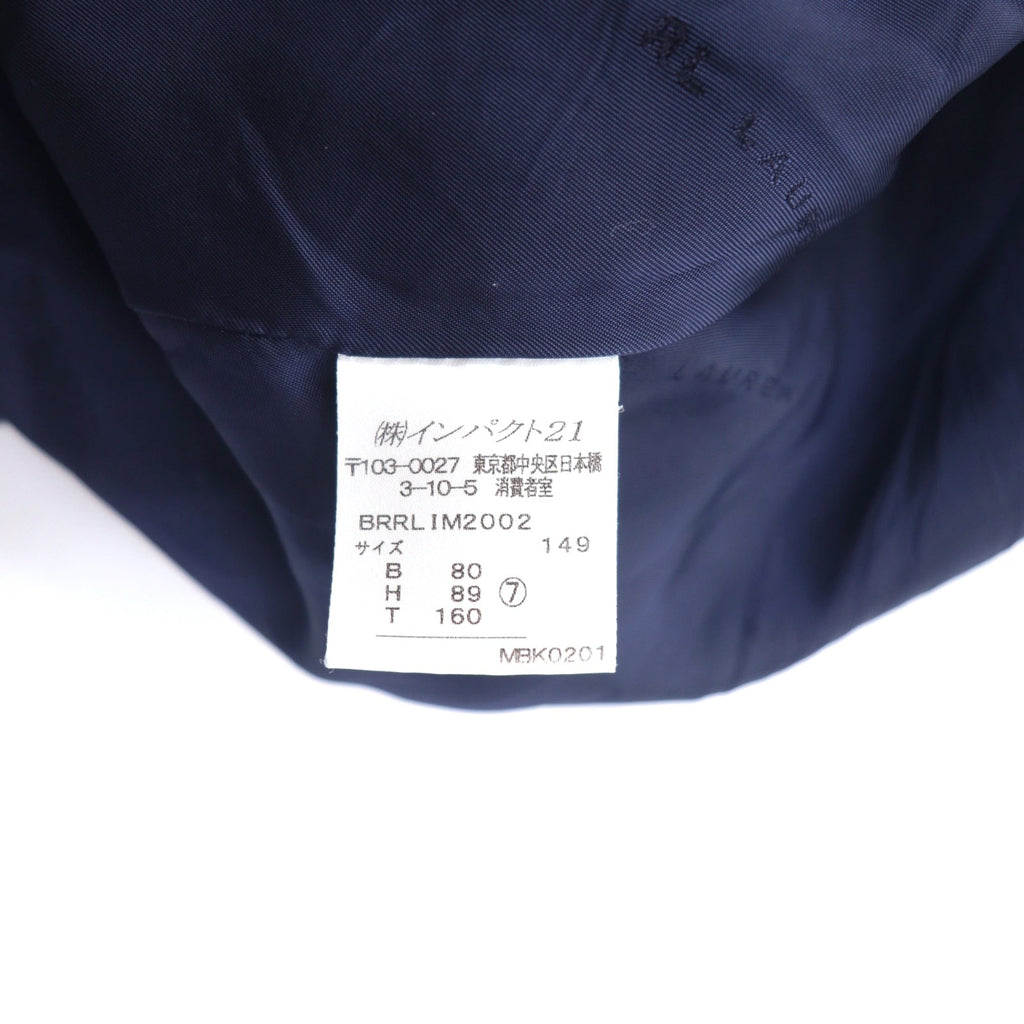 RALPH LAUREN Giacca sartoriale 2B in lana e nylon a righe, revers a punta, taglia S, colore blu navy, made in Japan