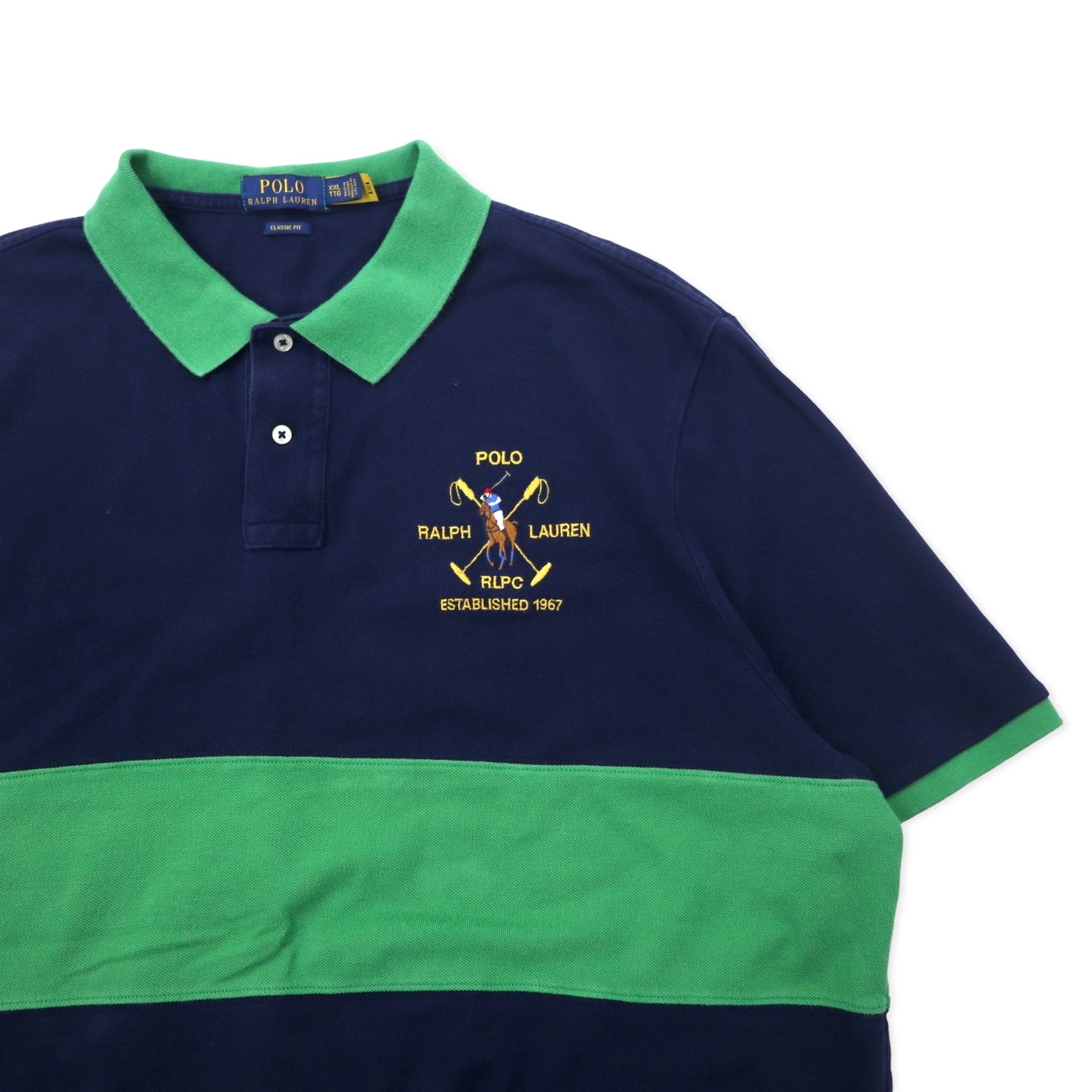 POLO RALPH LAUREN ナンバリング ポロシャツ XXL ネイビー コットン CLASSIC FIT 鹿の子 RLPC ポニー刺繍 ビッグサイズ