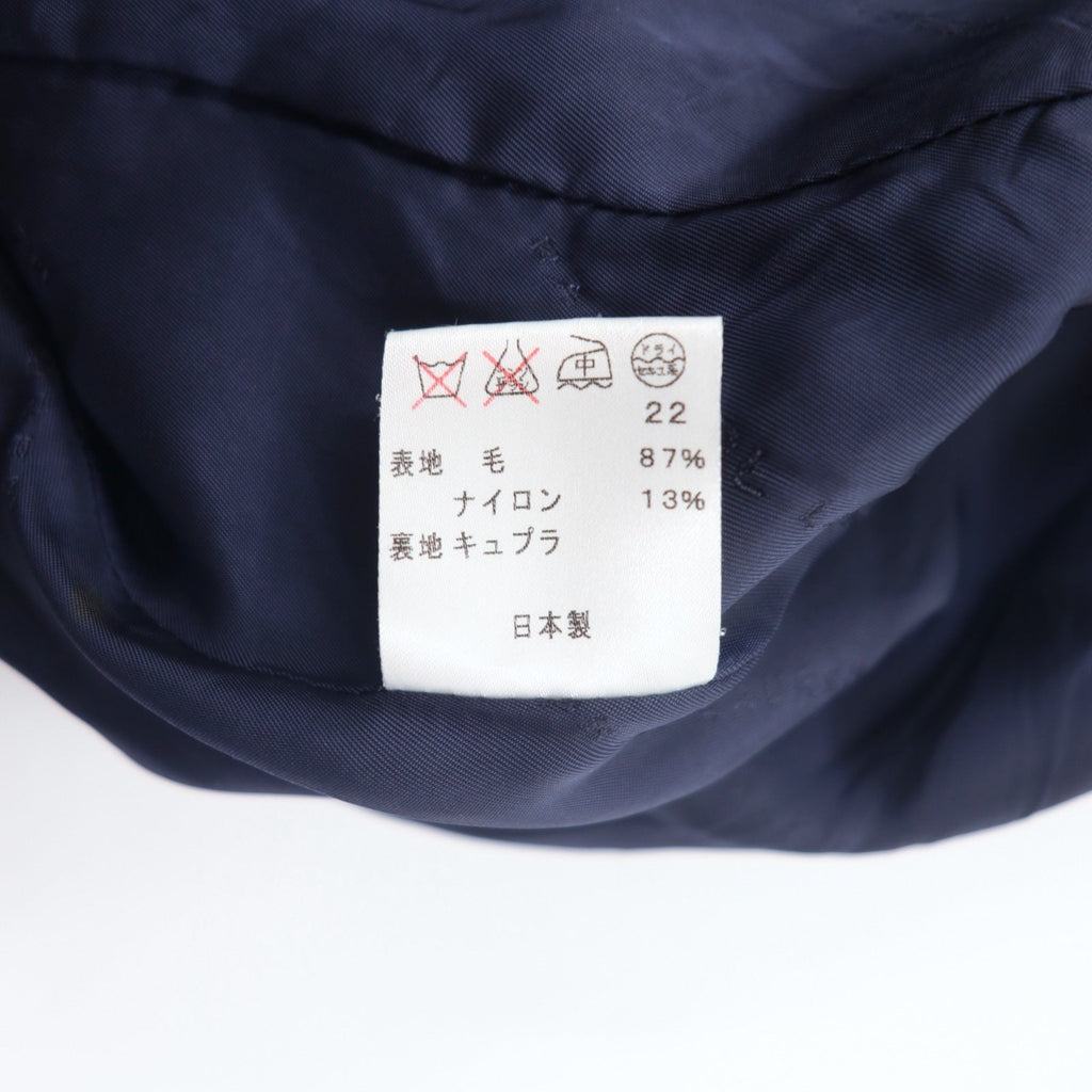 RALPH LAUREN Giacca sartoriale 2B in lana e nylon a righe, revers a punta, taglia S, colore blu navy, made in Japan