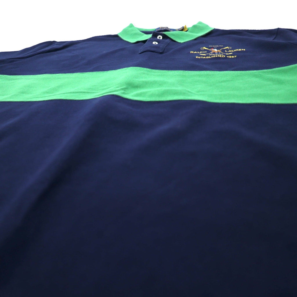 POLO RALPH LAUREN Polo numerata XXL blu marino cotone CLASSIC FIT piqué ricamo pony RLPC taglia grande