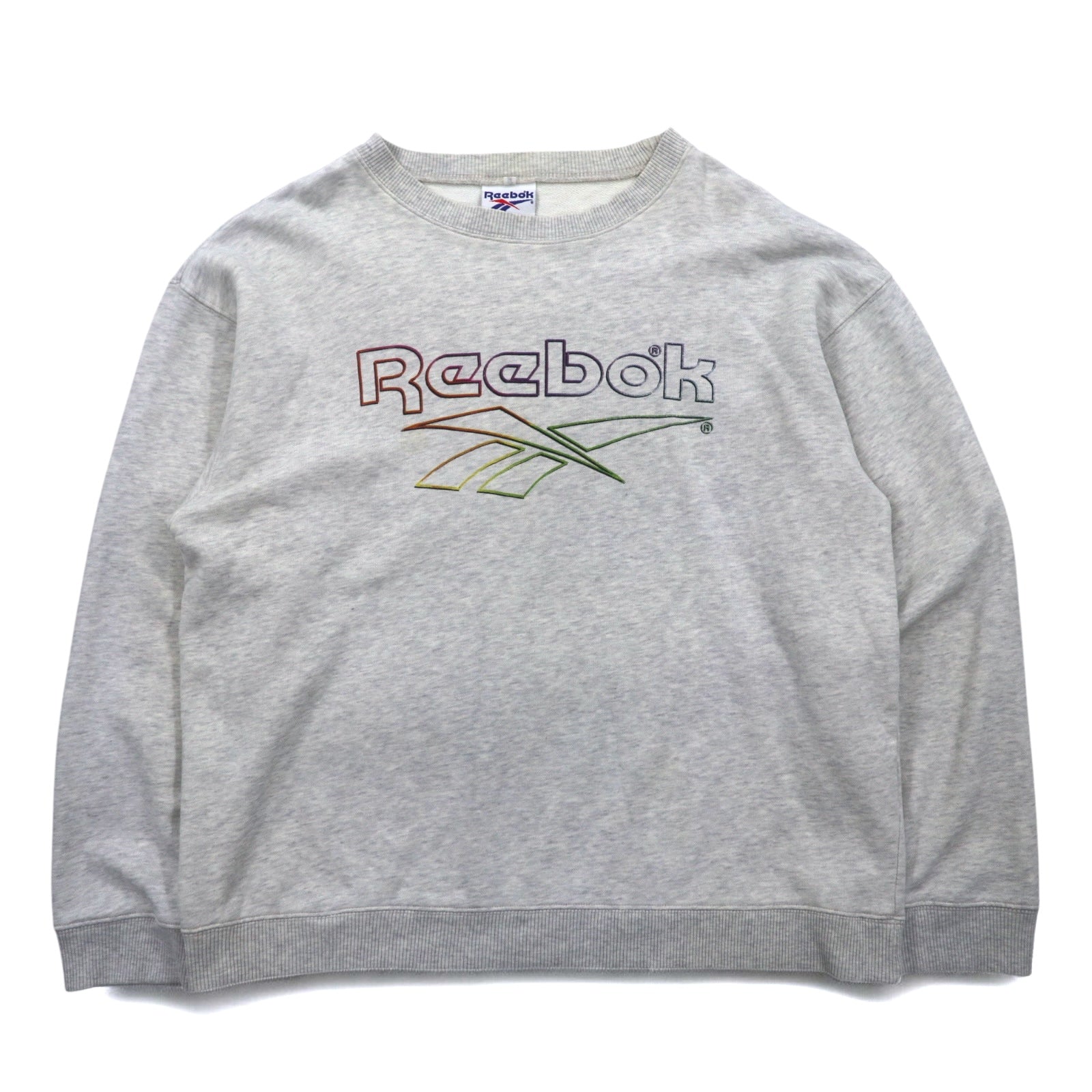 Felpa Reebok anni '90, stampa logo Vector, taglia L, grigia, cotone